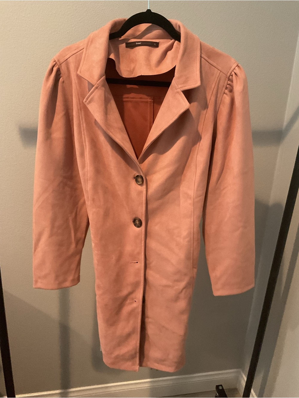 hazel Blush salmon Suede Trench Coat